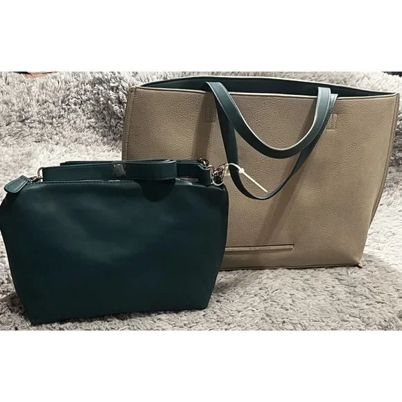 Steve Madden BQUEENIE Bisque Taupe Teal Tote Bag Purse Set NEW Rare - Picture 10 of 14